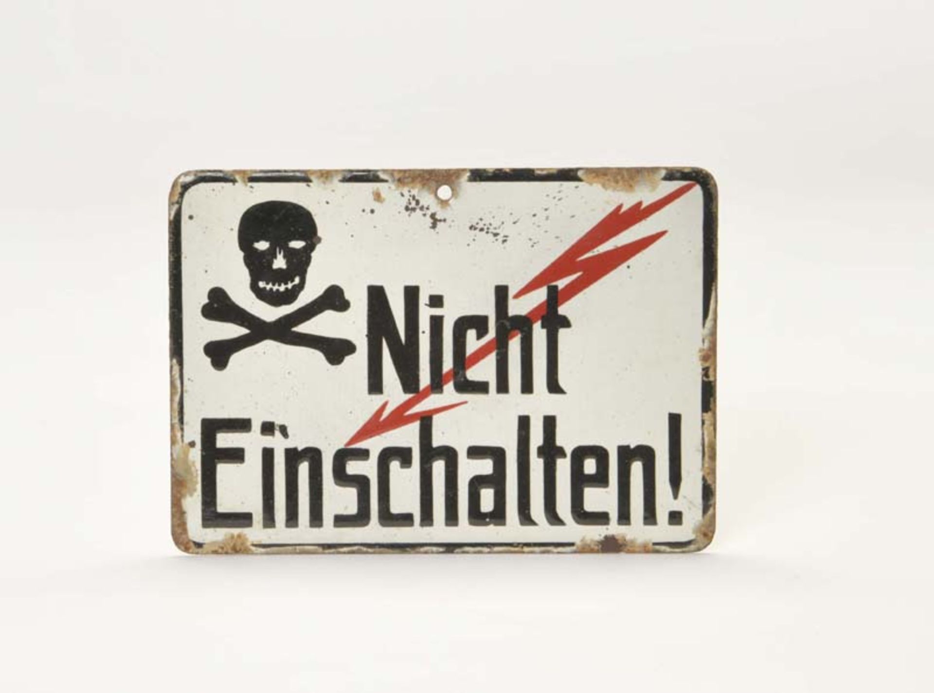 Enamel Sign "Nicht Einschalten !", Germany, paint d., borders part. damaged