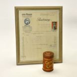 Cacao Can "Rueger" with original Invoice (framed), Germany pw, part. dents, C 3/2+