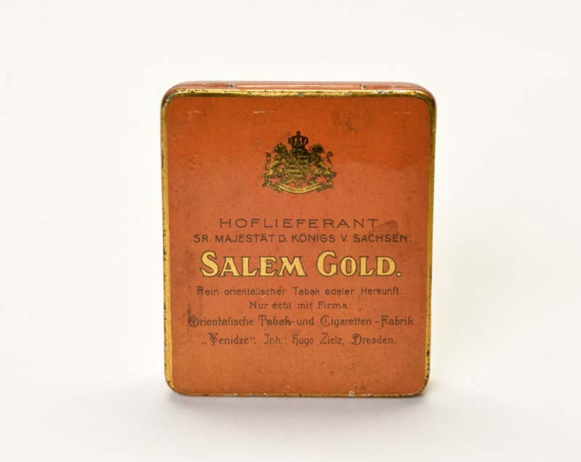 Cigarette Box "Salem Gold" 1911, Germany pw, tin, min. paint d., C 2