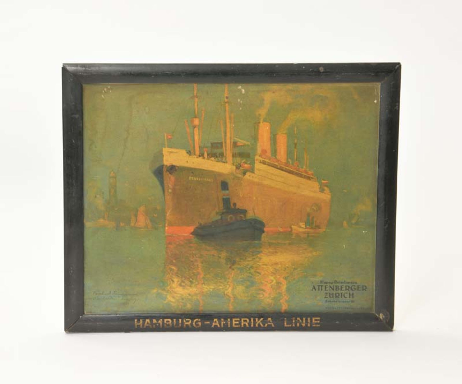 Ship Poster "Hapag" in original frame, Germany pw, C 2-
