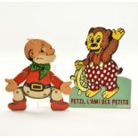 Petzi Advertising Figures, Jumping Jack + Displays, Belgium, wood + paperboard, C 1-2