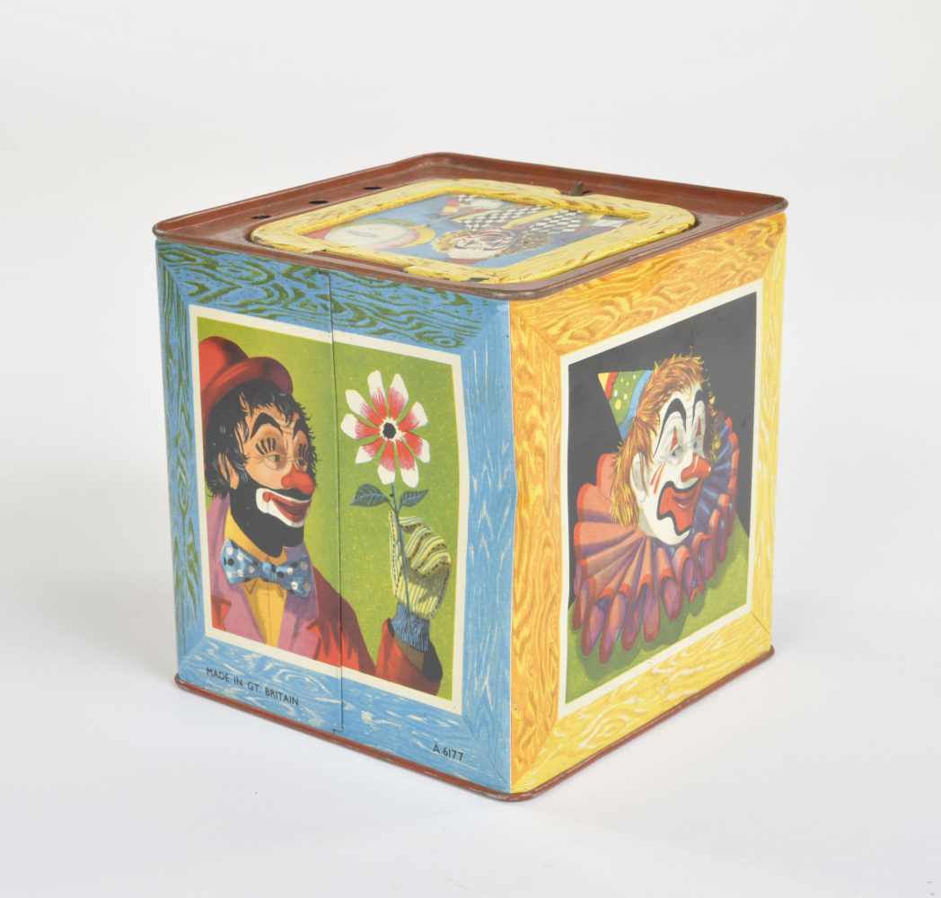 Mettoy, Music Box with jumping Clown, Great Britain, tin, function ok, min. paint d., C 2 - Image 3 of 3