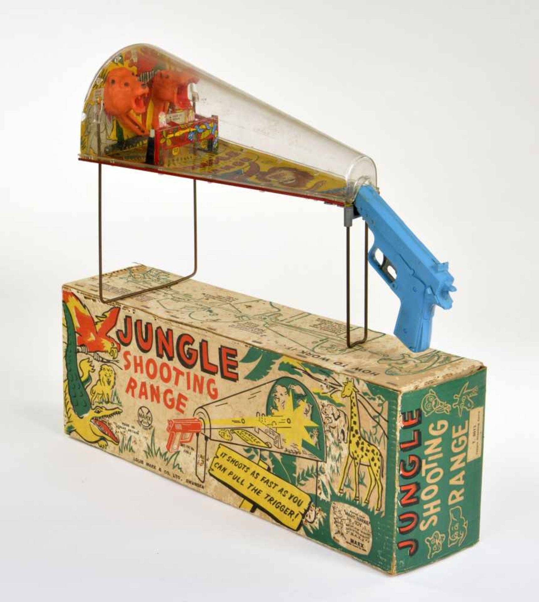 Marx, Jungle Shooting Range, Great Britain, mixed constr., function ok, original box, traces of age, - Bild 2 aus 2