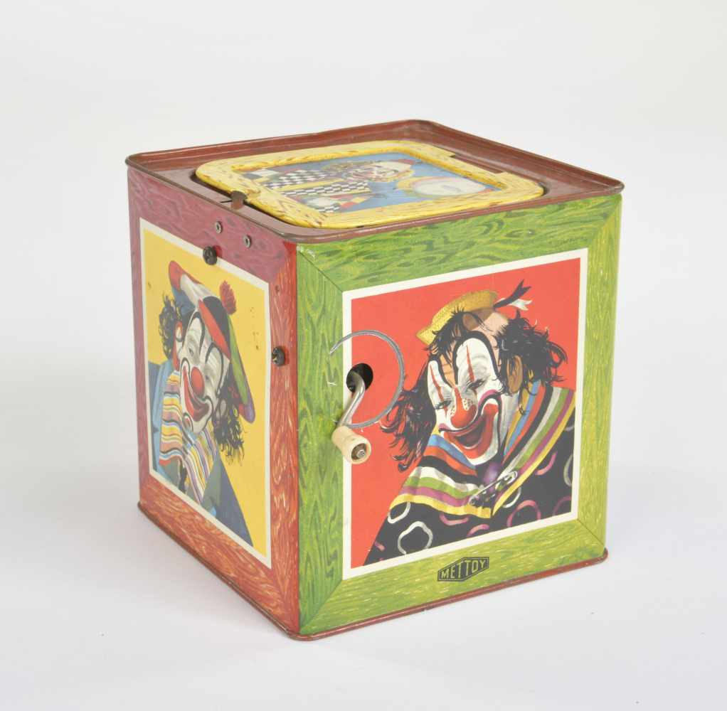 Mettoy, Music Box with jumping Clown, Great Britain, tin, function ok, min. paint d., C 2 - Image 2 of 3