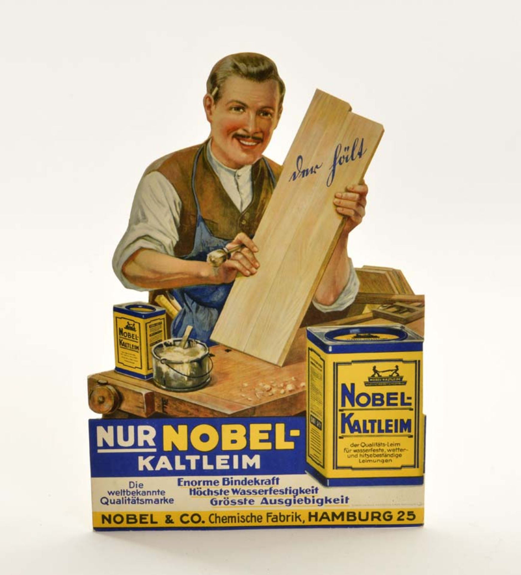 Advertising Paperboard Pappaufsteller "Nobel-Kaltheim Qualitätsleim", C 1