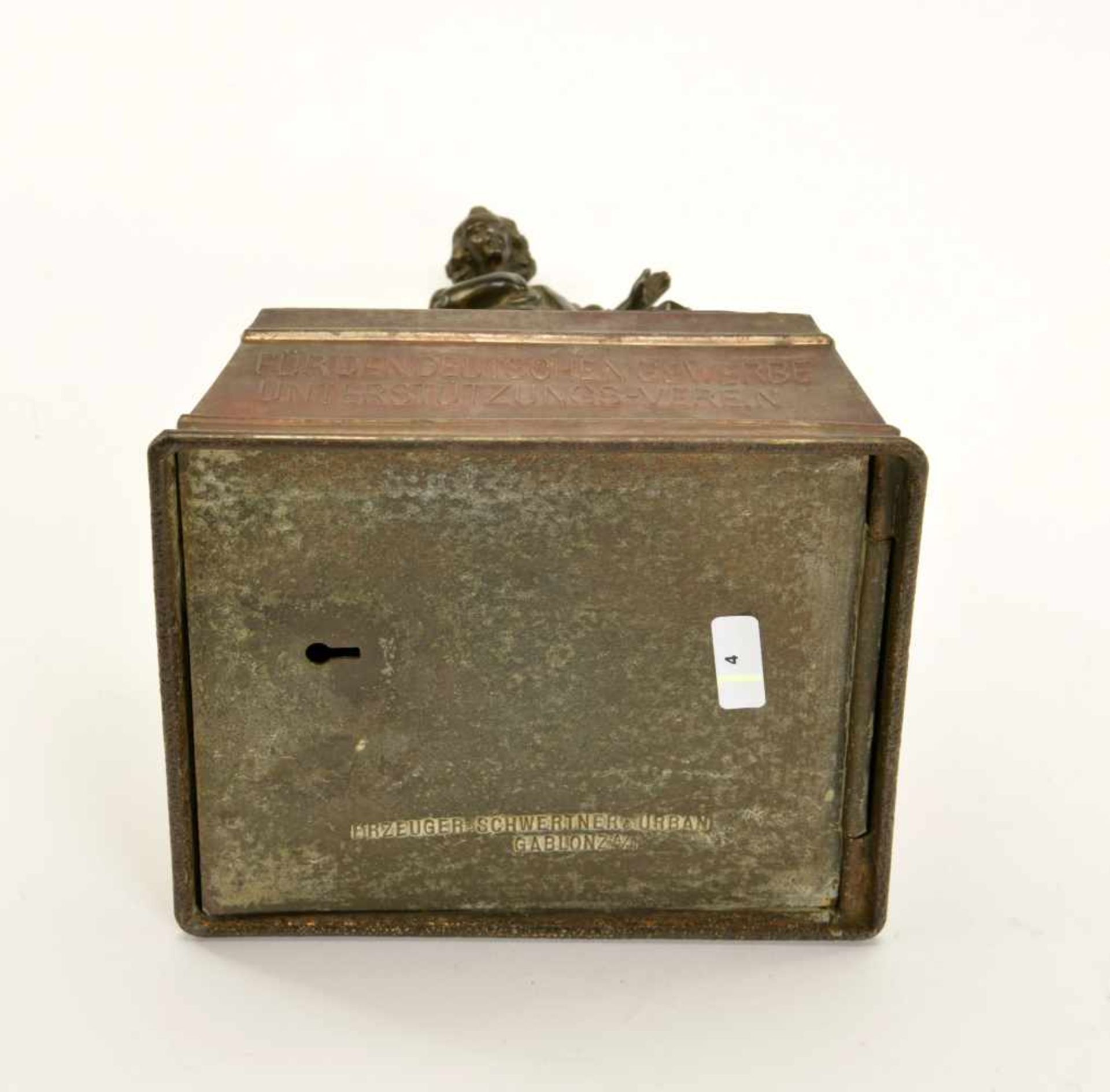 Money Bank "Böhmen Selbsthilfe", tin/cast iron, lock missing - Bild 2 aus 2