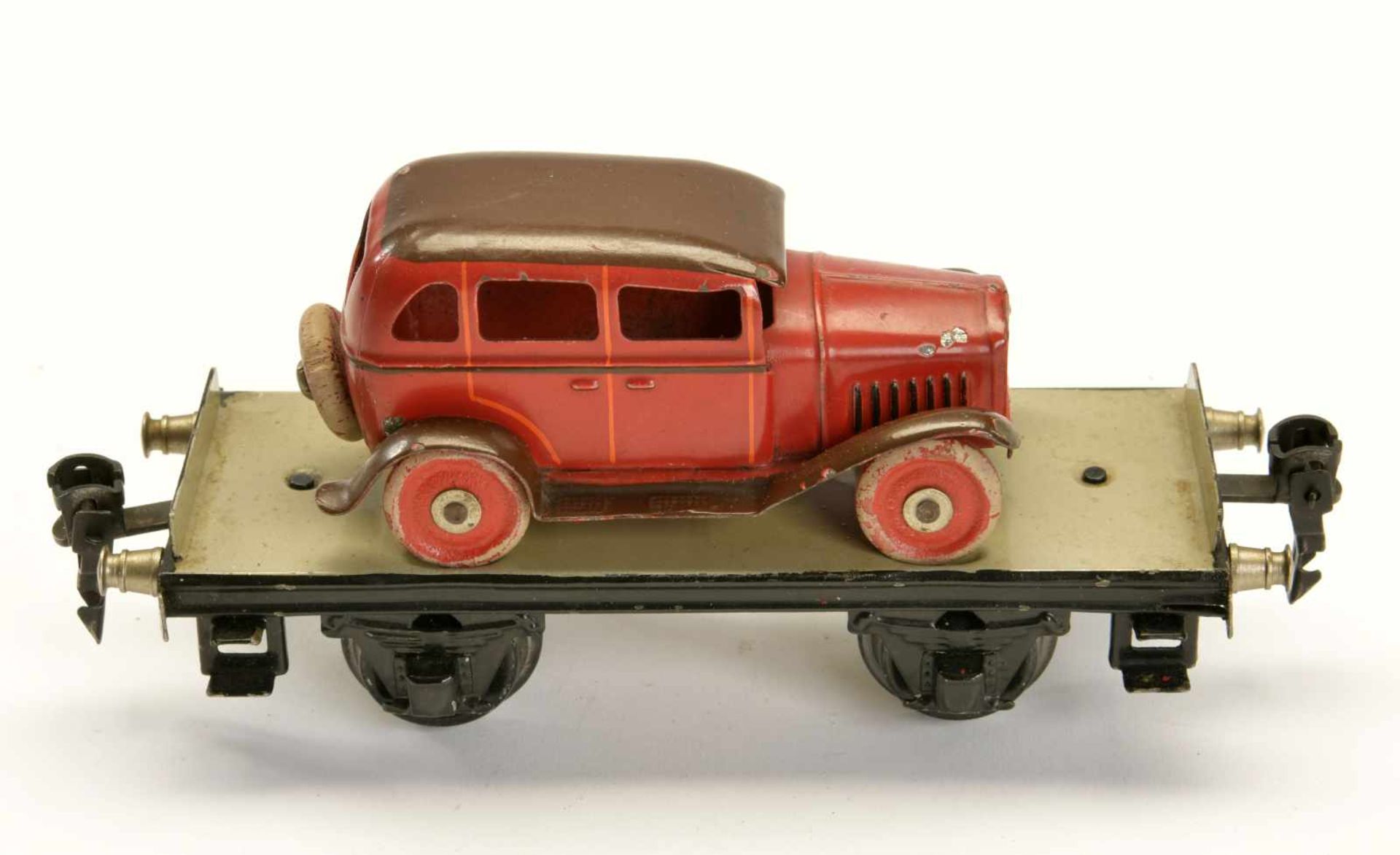 Märklin, Car Transport Wagon, gauge 0, tin, min. paint d., otherwise good condition - Bild 2 aus 3