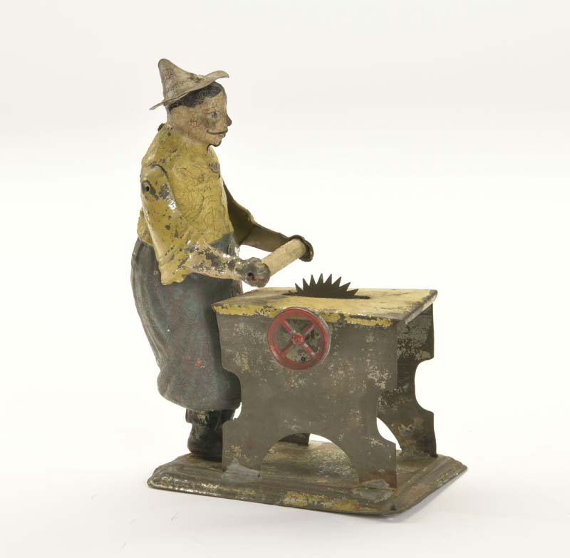 Man with Saw, Germany pw, tin, paint d. due to age, probably Carette