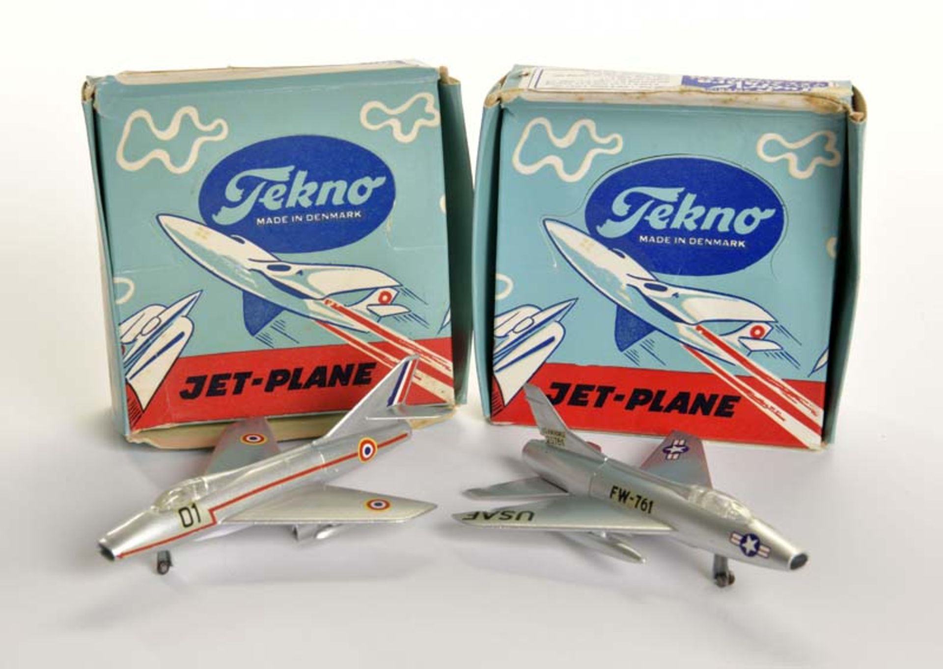 Tekno, Jet Plane 787 Super Sabre F-100 + 788 Dassault Super Mystere B 2, Denmark, 1:43, diecast, box