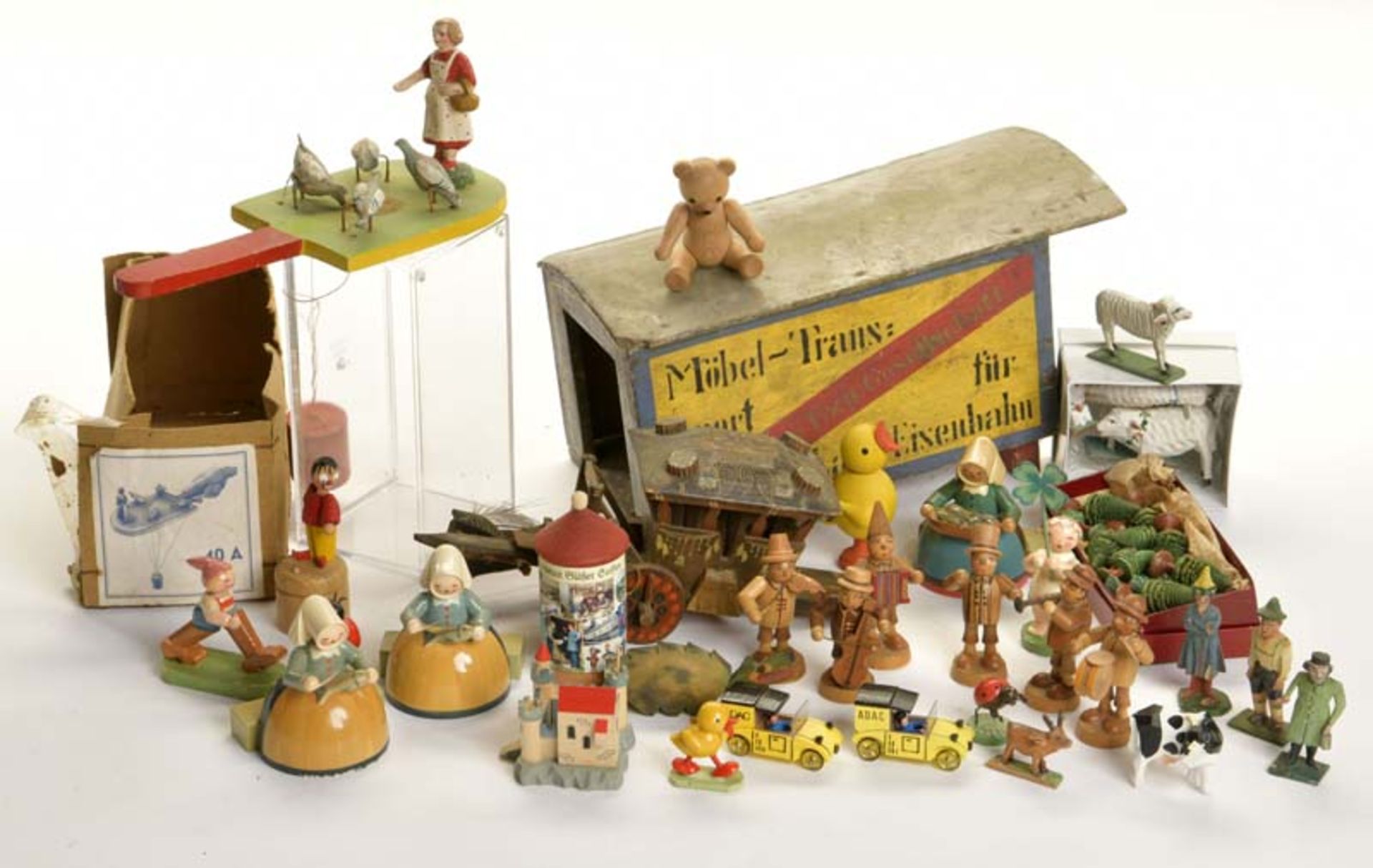Erzgebirge + Marolin, Figures, Miniatures a.o., Germany, out of wood, trasure trove, please