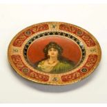 Advertising Plate with Lady, Spain, tin, min. paint d., C 1-