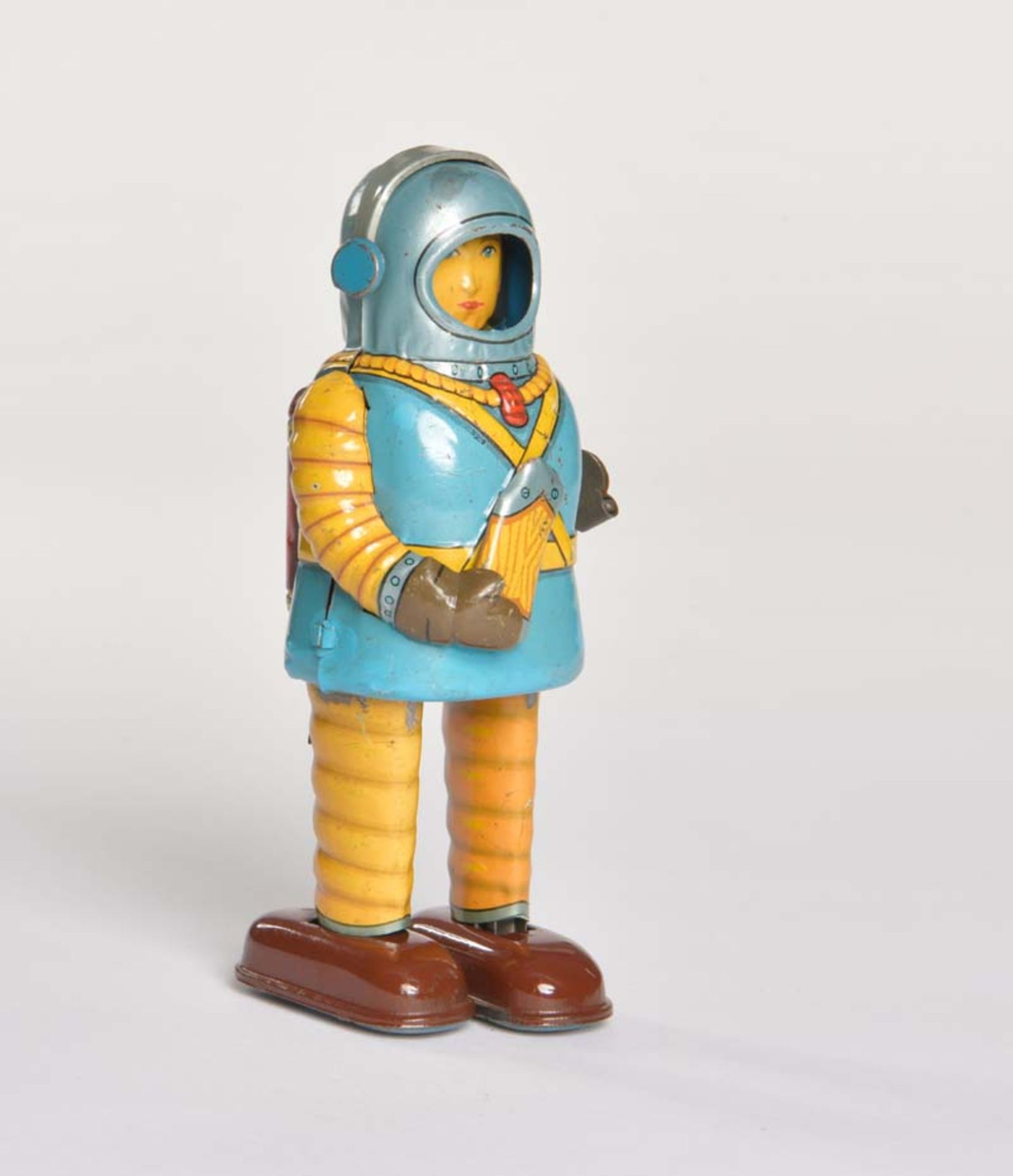 Haji, Space Trooper Robot, Japan, 16,5 cm, Blech, UW ok, LM, 1 Arm fehlt, min. farblich