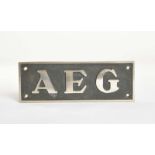 AEG Herstellerzeichen, 21x7 cm, Messing verchromt, Z 2-