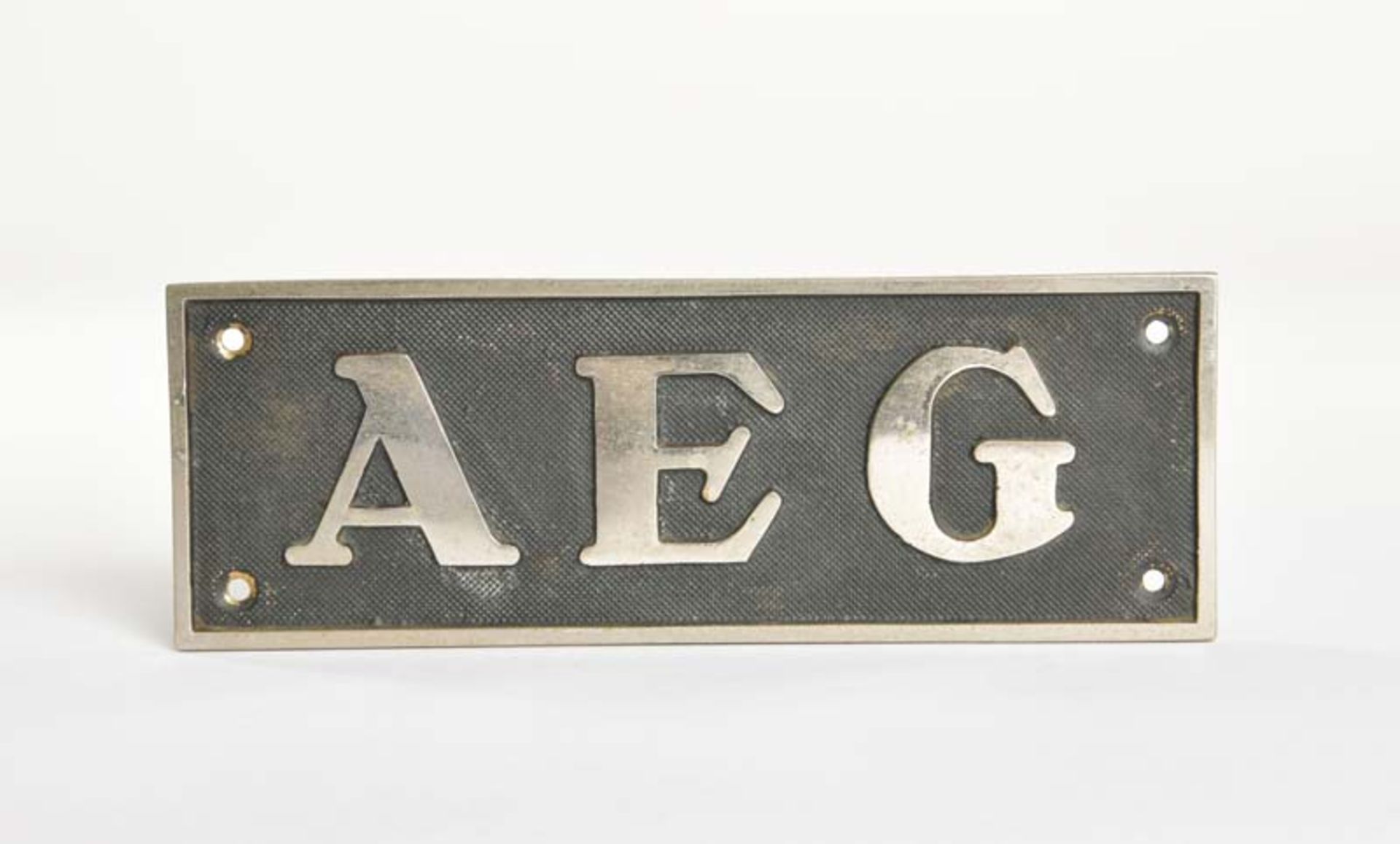 AEG Herstellerzeichen, 21x7 cm, Messing verchromt, Z 2-