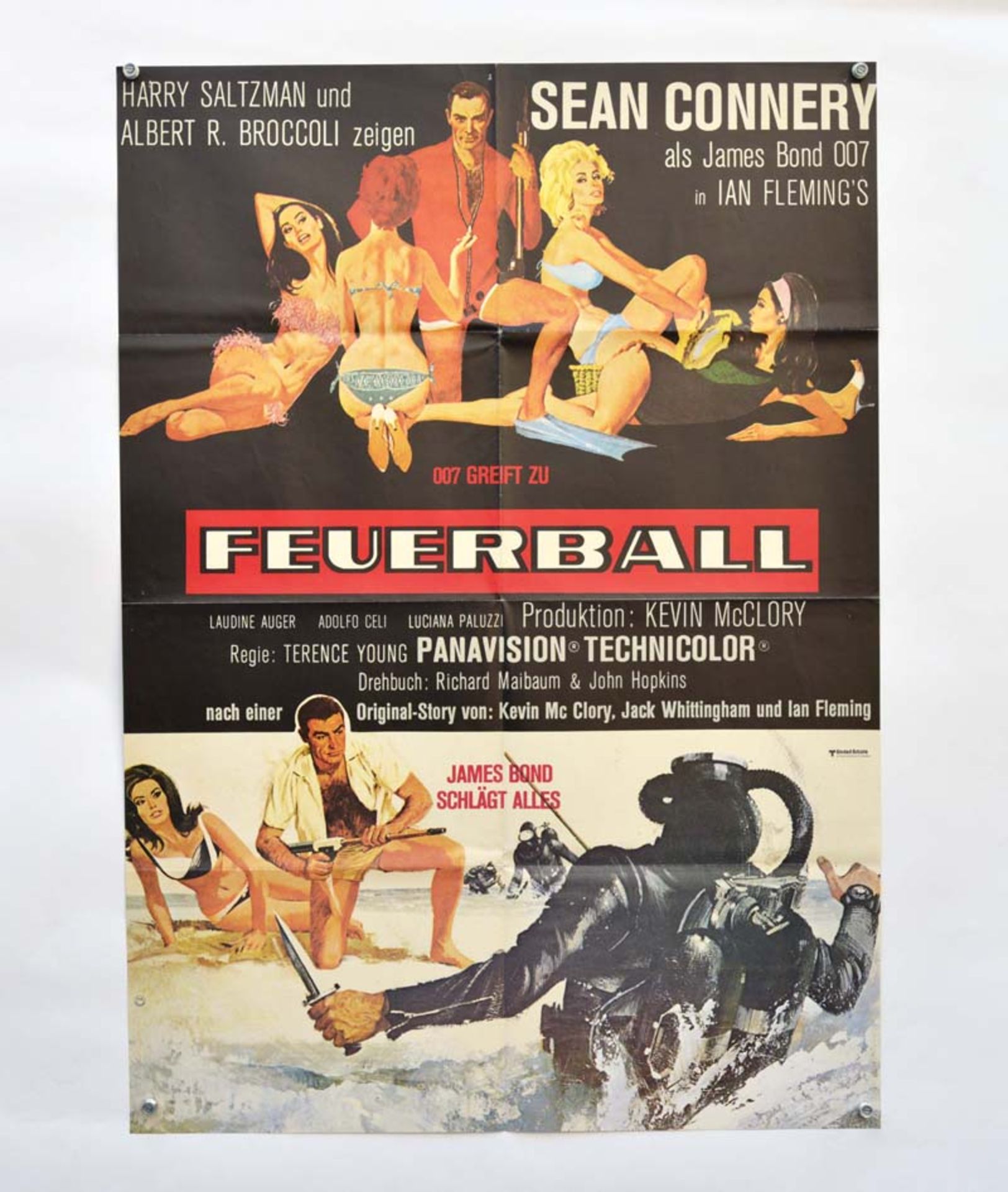 Filmplakat "Feuerball", 60x84 cm, Knickfalten, Nadellöcher, sonst guter Zustand