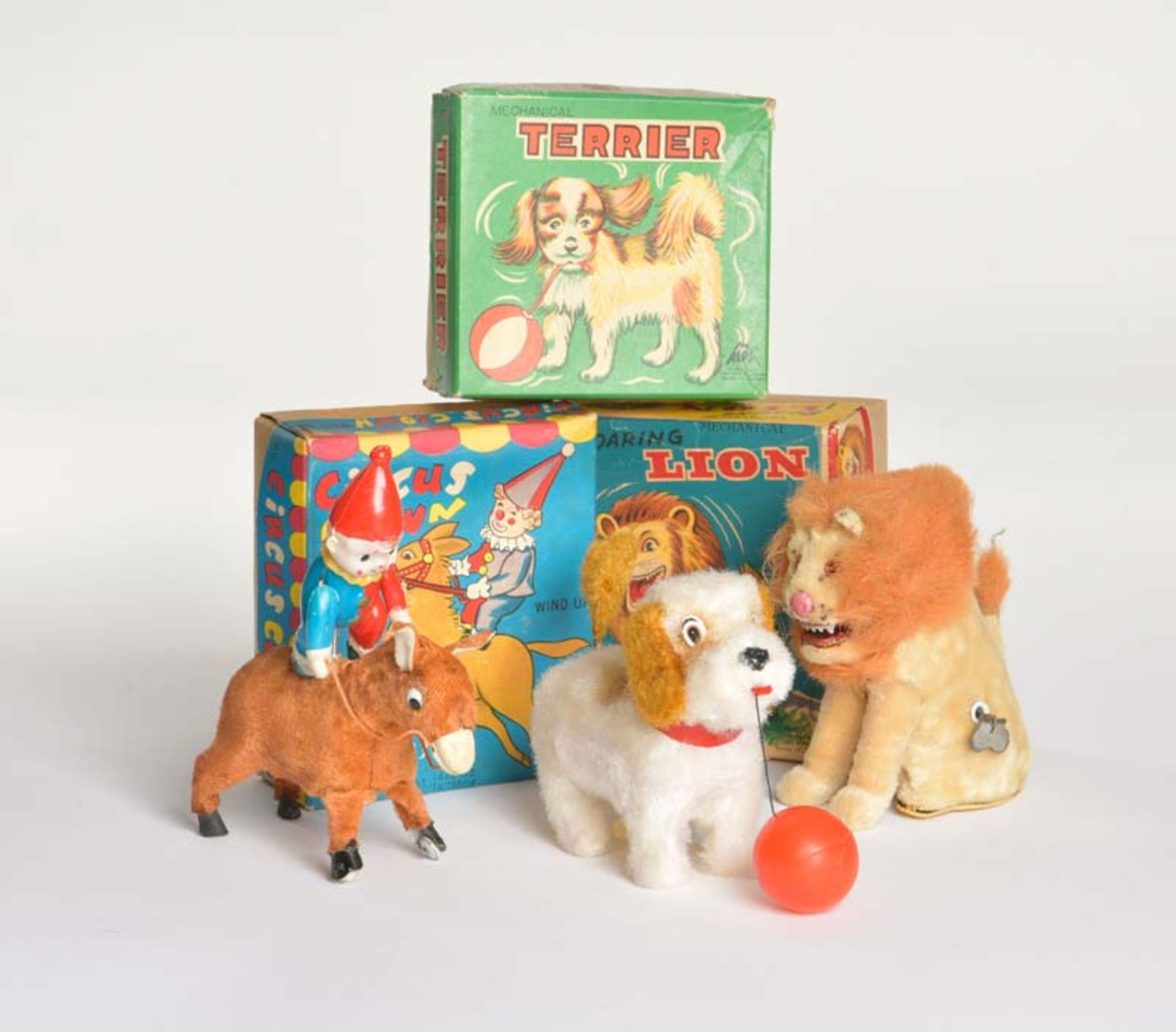Alps, Circus Clown, Löwe + Terrier, Japan, 11-14 cm, GemBw, UW ok, Okt, Z 1-2