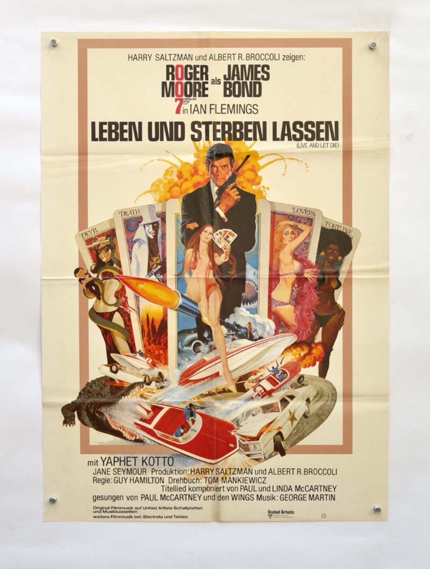 Filmplakat "James Bond- Leben und Sterben lassen", 64x80 cm, Knickfalten, Nadellöcher, sonst guter