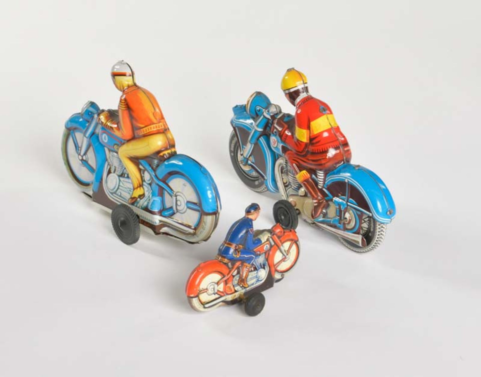 Niedermeier, 3 Motorräder, W.-Germany, 10-17 cm, Blech, Friktion ok, min. LM, Z 1-2 - Bild 2 aus 2