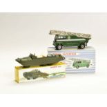 Dinky Toys, Militär Amphibienfahrzeug + Dinky Supertoys BBC TV Extending Mast Vehicle, France +