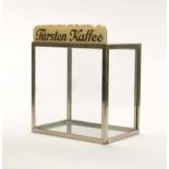 Vitrine Fürsten Kaffee, Germany, 30x21x36 cm, Glas, Schiebetür auf Rückseite, Schrift min.