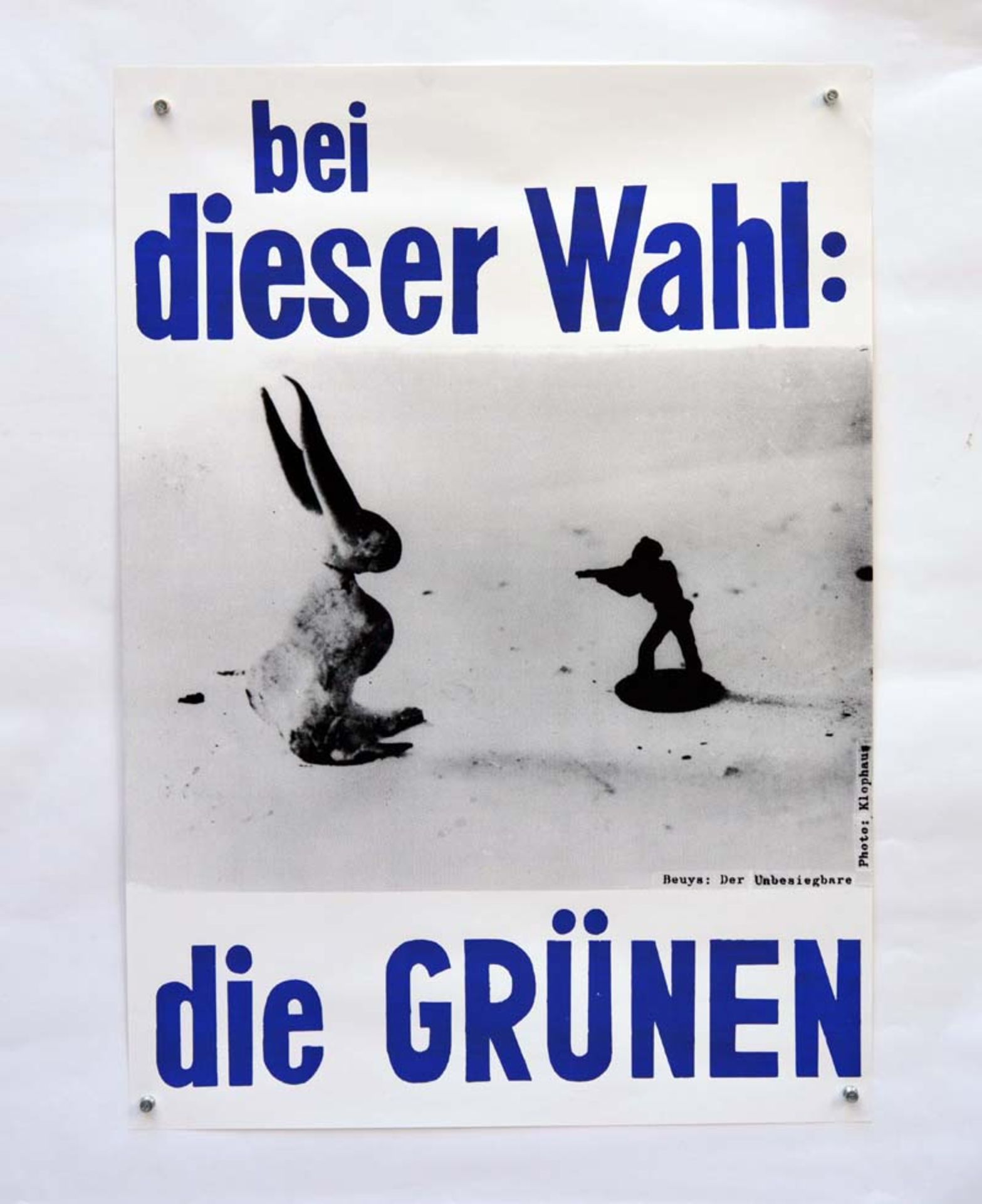 Wahlplakat "Die Grünen" 1980 J. Beuys, Fehldruck in blau !, 59x84 cm, Z 1