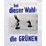 Wahlplakat "Die Grünen" 1980 J. Beuys, Fehldruck in blau !, 59x84 cm, Z 1
