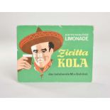 Pappschild "Ziritta Kola Koffeinhaltige Limonade", 32x24,5 cm, Z 2-