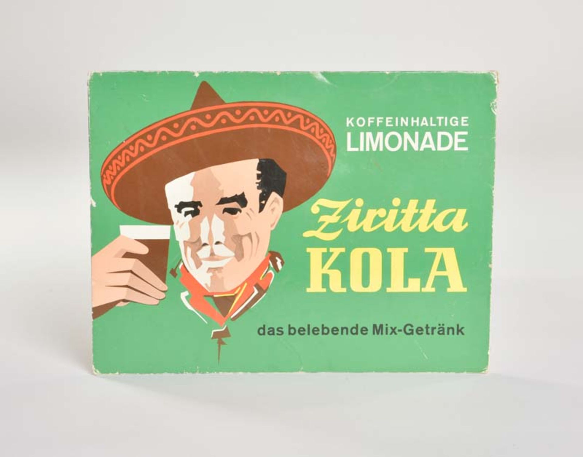 Pappschild "Ziritta Kola Koffeinhaltige Limonade", 32x24,5 cm, Z 2-