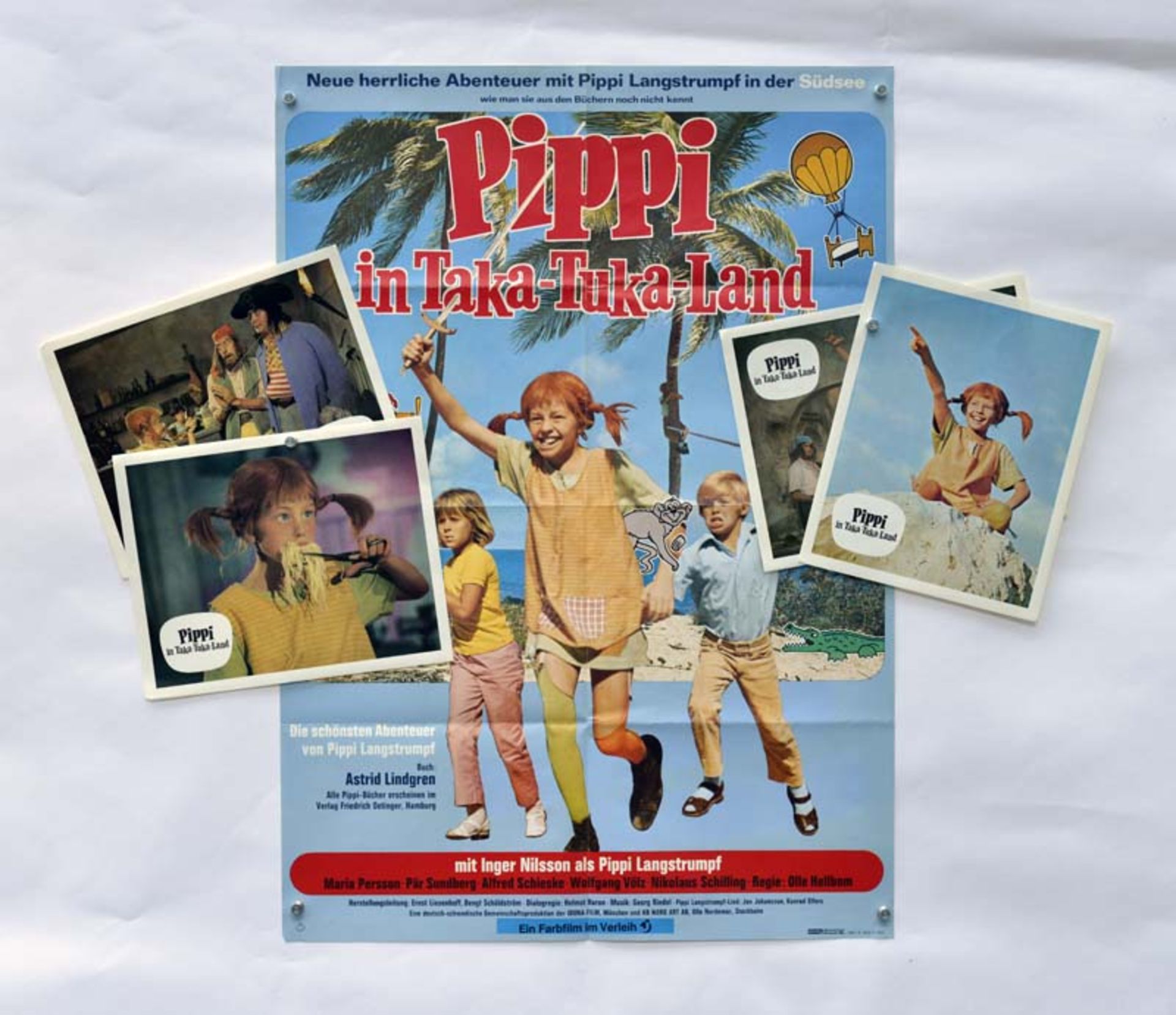 Pressemappe "Pippi in Taka Tuka Land", Plakat, diverse Aushangfotos, Knickflaten, sonst sehr guter