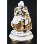 Scheibe Alsbach Figurengruppe um 1900, Mutter mit Tochter, group of figures mother with her