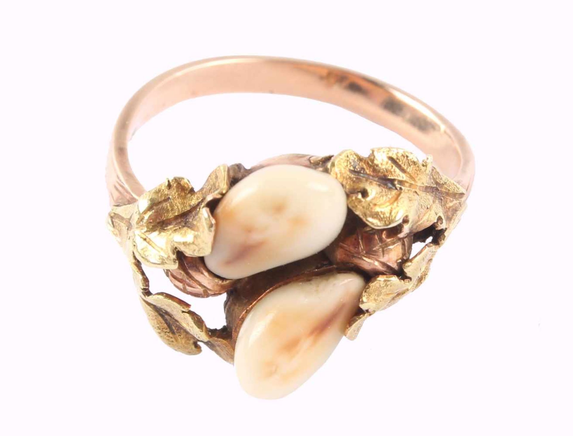 Goldring 585 mit zwei Grandeln, Jagdring Gr. 56, hunting gold ring