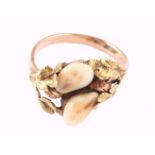 Goldring 585 mit zwei Grandeln, Jagdring Gr. 56, hunting gold ring