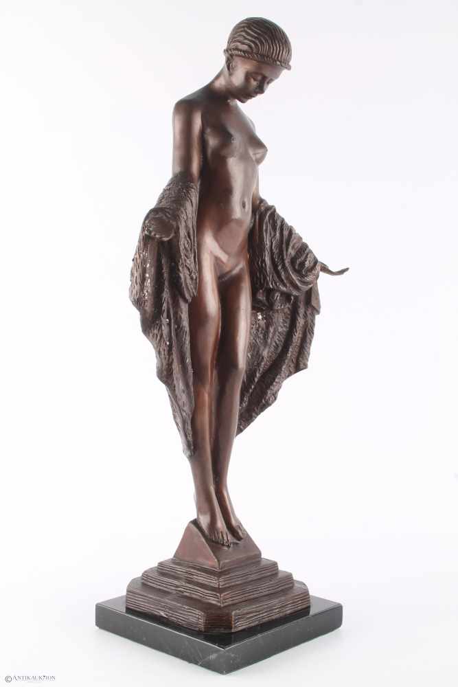 Bronze Tänzerin nach Joseph Emmanuel Cormier Descamps (1869-1950) im Art Deco Stil, - Image 2 of 5