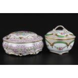 2 Bonbonieren / Deckeldosen - Limoges und Potschappel Dresden, lidded cans,Porzellan, Limoges