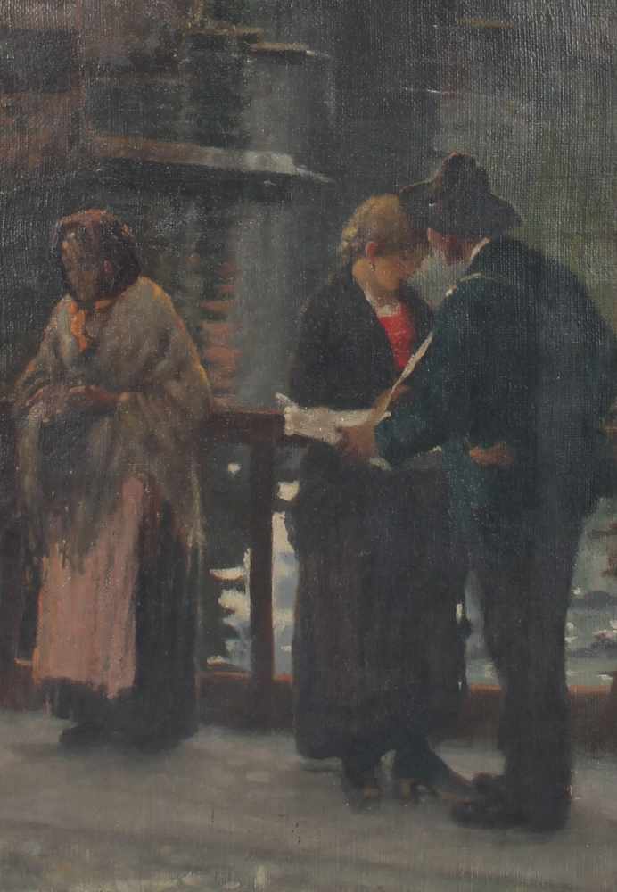 Angelo Dall'Oca Bianca (Italia 1858-1942) Umkreis, Personen auf einer Brücke am Kanal, people on a - Bild 4 aus 5