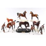 Konvolut Porzellanpferde, Goebel, porcelain horses,10 Porzellanpferde, polychrom bemalt, H 14 cm,