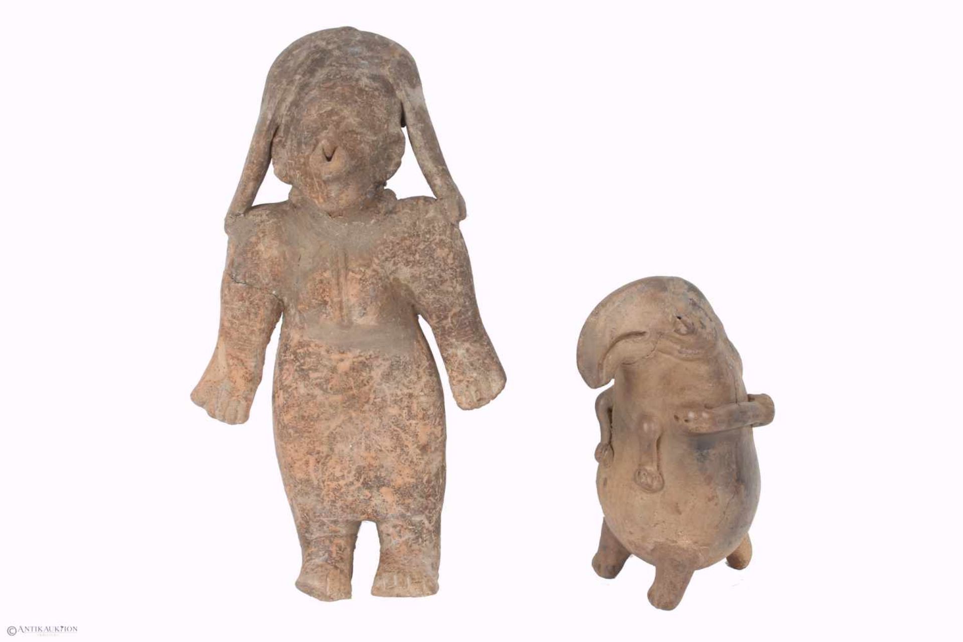 2 antike Tonfiguren, Afrika, clay figures, Africa,
