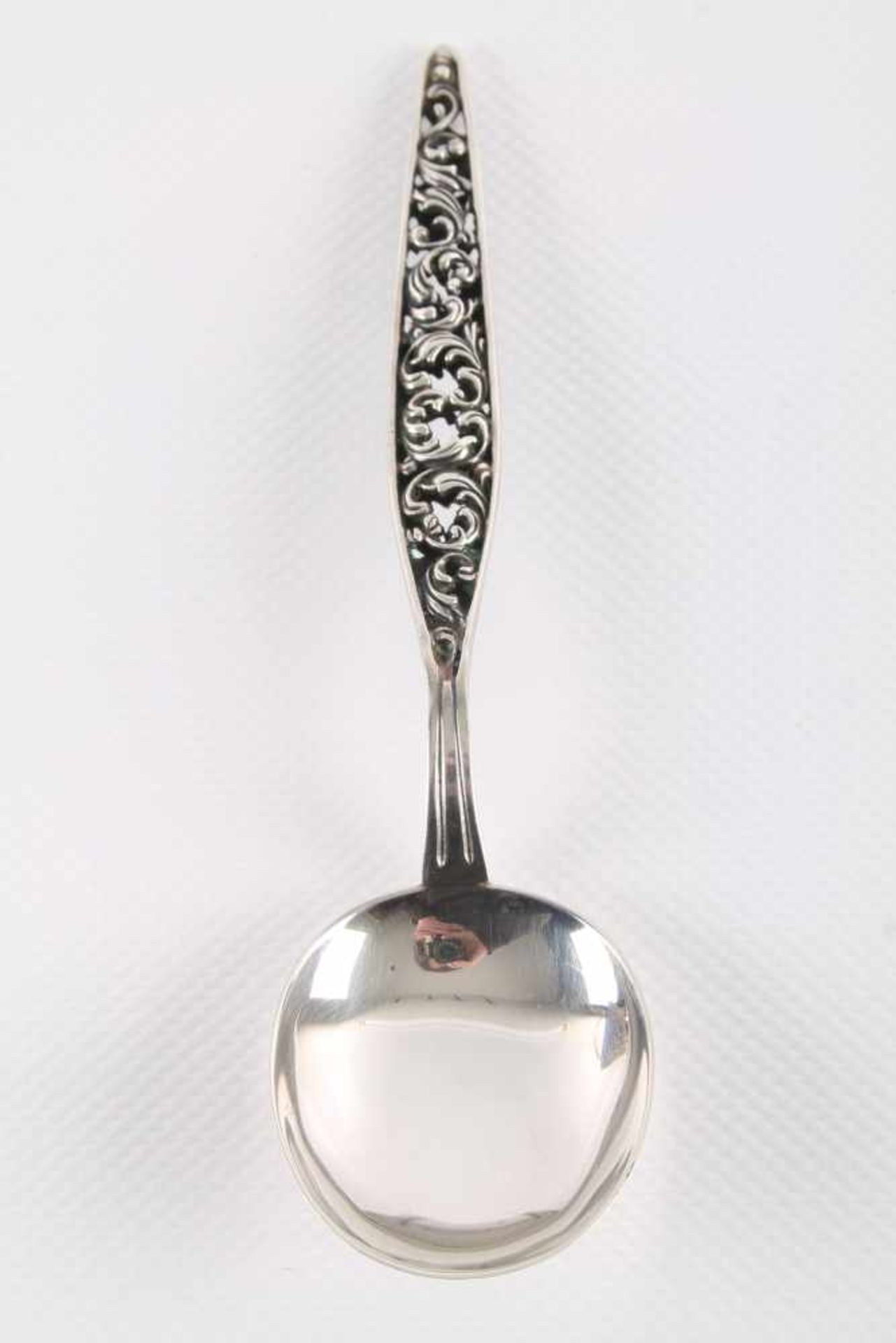835 Silber - große Zuckerschale mit kobaltblauem Glaseinsatz und Zuckerlöffel, silver sugar bowl - Image 5 of 6