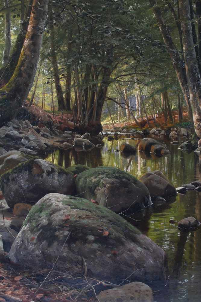 Peder Mork Monsted (Danish 1859-1941) Bach mit Waldblick 1906, creek with a view of the forest - Bild 3 aus 5