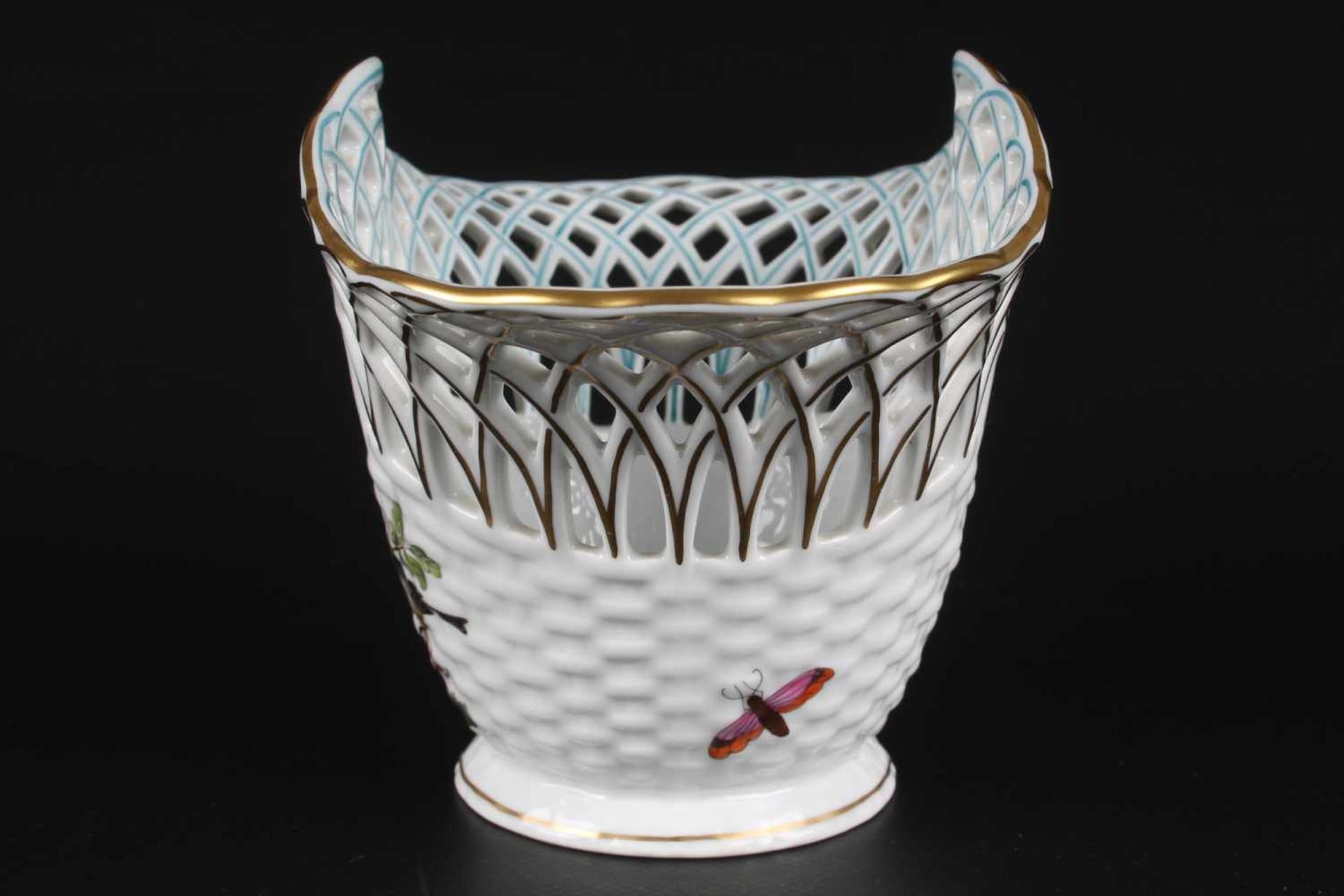 Herend Rothschild Schale bowl,Porzellan, Ungarn 20. Jahrhundert, Dekor Rothschild, Durchbrucharbeit, - Image 3 of 5