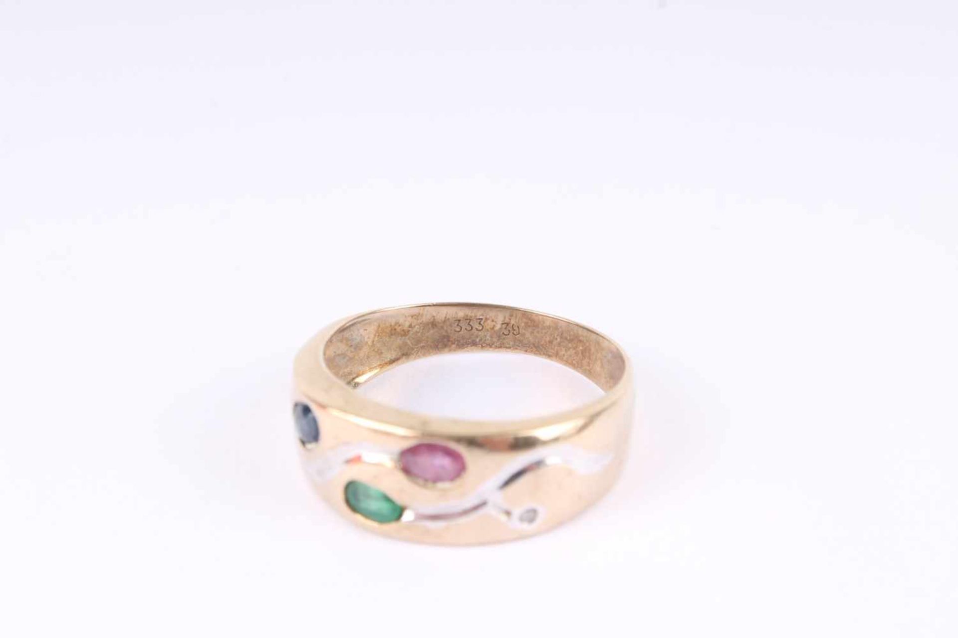 Breiter Multicolor Goldring, 333 Gold, wide multicolor gold ring, 333 gold, - Bild 5 aus 5