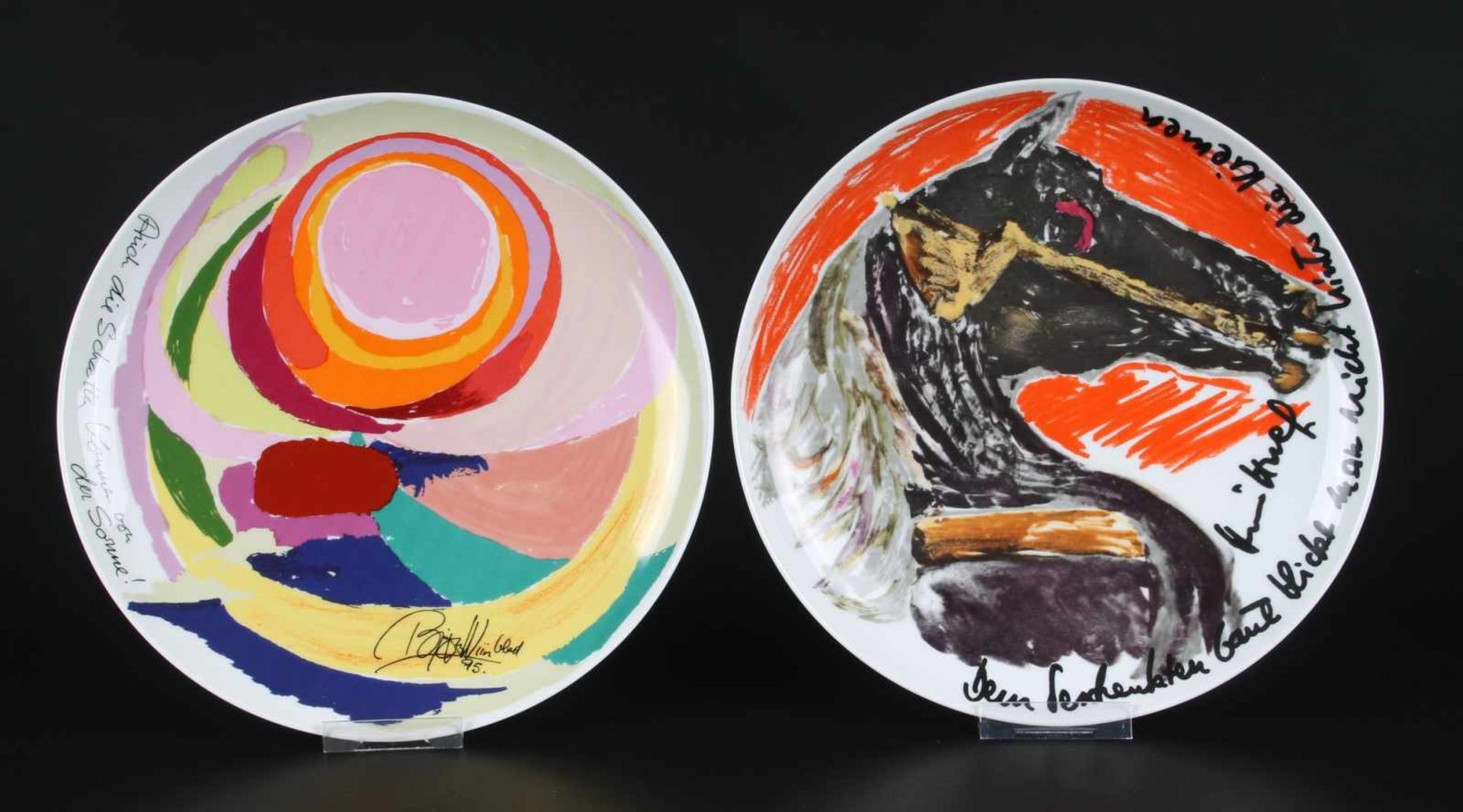 7 Künstlerteller, Rosenthal, artist plates,Porzellan, grüne Bodenmarke, Günter Grass Literatenteller - Bild 4 aus 5