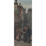 Angelo Dall'Oca Bianca (Italia 1858-1942) Umkreis, Personen auf einer Brücke am Kanal, people on a