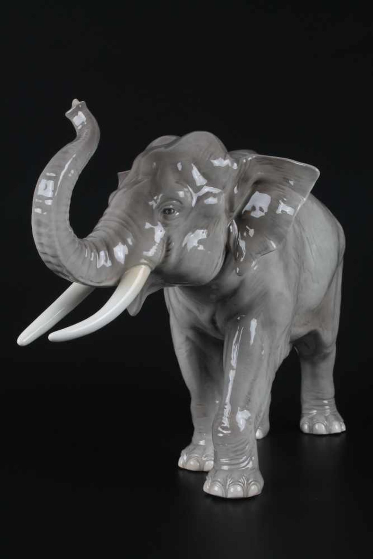 Nymphenburg Elefant August Göhring (1891-1965), porcelain elephant,Porzellan, naturalistisch - Bild 2 aus 6