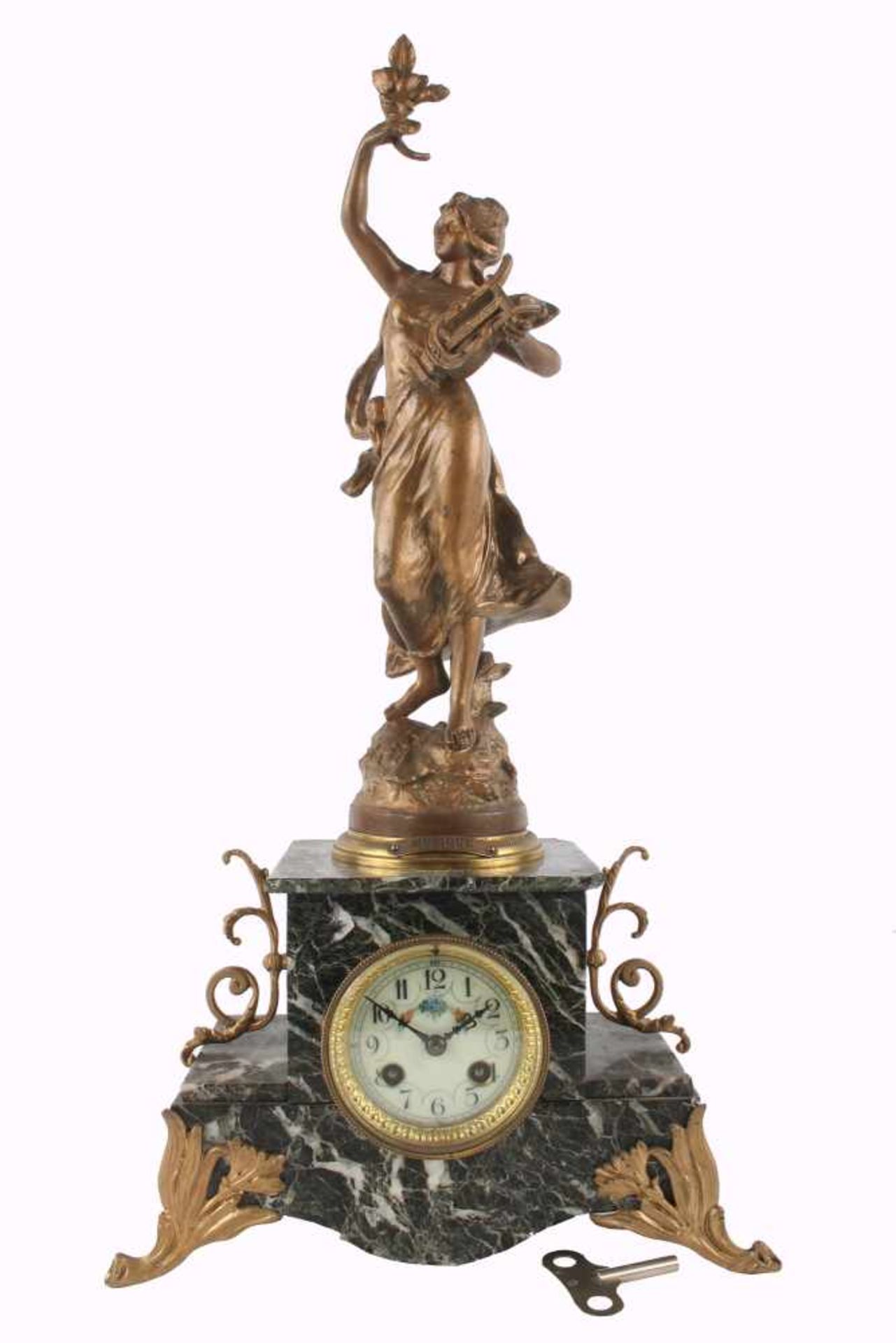 Figuren-Kaminuhr, Frankreich um 1900, figural mantel clock french,