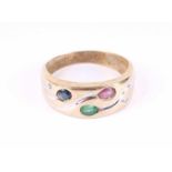 Breiter Multicolor Goldring, 333 Gold, wide multicolor gold ring, 333 gold,