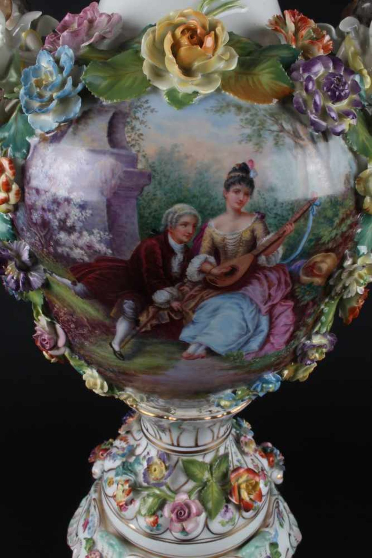Große Potpourri Vase, Porzellan, H 61 cm x D 23 cm, figürliche Deckelvase mit Sachsen-Polen - Image 5 of 10