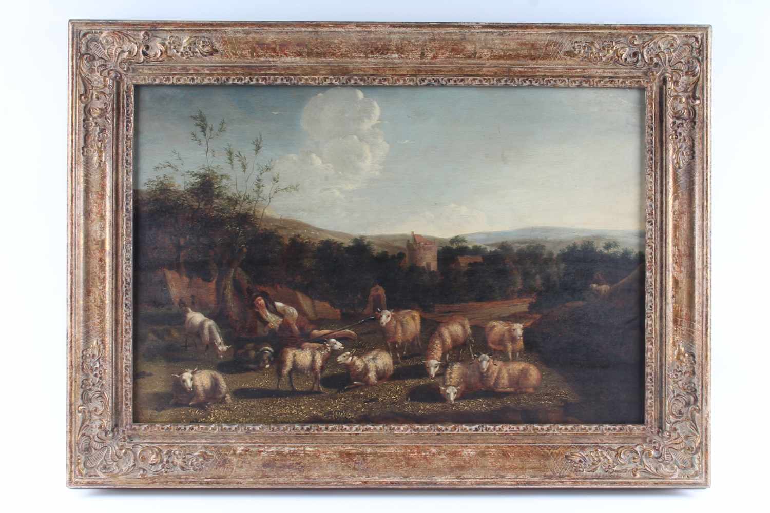 Ruhender Schäfer mit Herde, bezeichnet Jacob Gerritsz Cuyp (1594-1651/52), resting shepherd with - Bild 2 aus 6