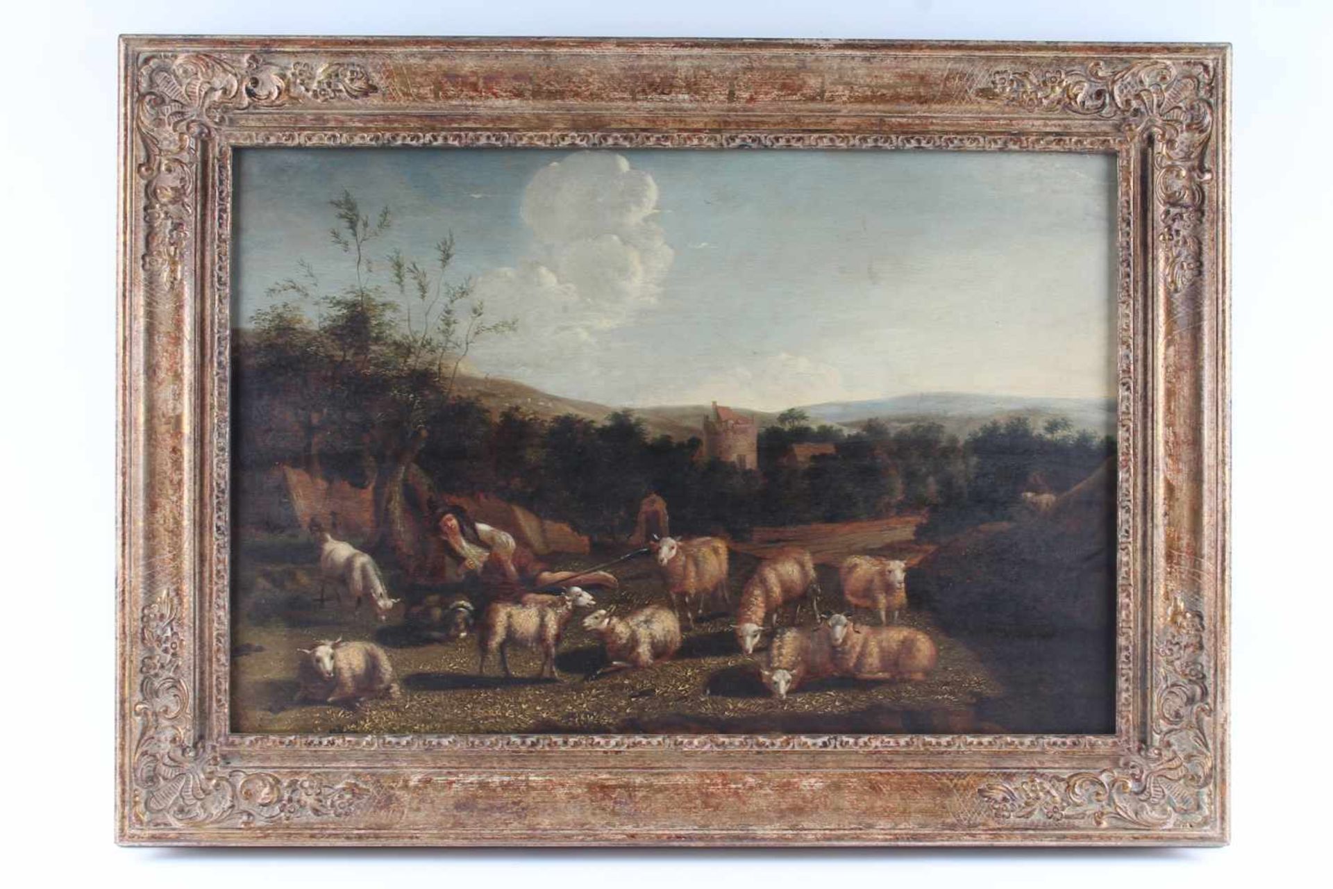 Ruhender Schäfer mit Herde, bezeichnet Jacob Gerritsz Cuyp (1594-1651/52), resting shepherd with - Image 2 of 6