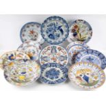 Konvolut niederländische Fayence, lot of dutch ceramic, 11 Fayence Teller/Schalen, u.a. Porcelaine